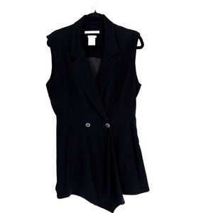 VTG Anne Pinkerton Long Cinched Waist Vest Womens 10 V Neck Waterfall Detail